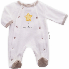 Pyjama mixte bébé préma 46-47cm en velours blanc brodé Etoile