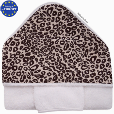 Parure de bain mixte en éponge et gaze imprimée léopard