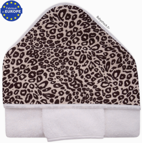 Parure de bain mixte en éponge et gaze imprimée léopard