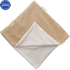 Couverture bébé en velours beige doublé fourrure blanche