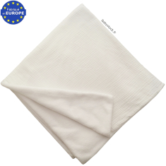 Couverture bébé en gaze coton écru doublée fourrure peluche