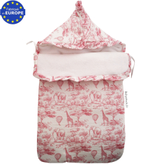 Nid d'ange siège-auto bébé doublé fourrure gaze coton Savane rose