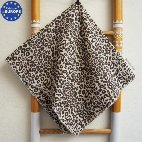 Lange b&eacute;b&eacute; en mousseline - gaze 100% coton imprim&eacute; l&eacute;opard