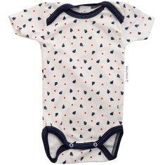 Body b&eacute;b&eacute; mixte manches courtes blanc imprim&eacute; c&oelig;urs marines