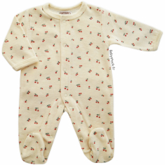 Pyjama b&eacute;b&eacute; pr&eacute;ma 45-46cm en velours cr&egrave;me imprim&eacute; Cerises