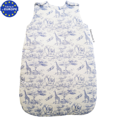 Gigoteuse gar&ccedil;on 0-6 mois gaze coton imprim&eacute; Safari en Savane bleu
