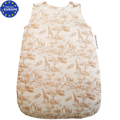 Gigoteuse mixte 0-6 mois gaze coton imprim&eacute; Safari en Savane beige