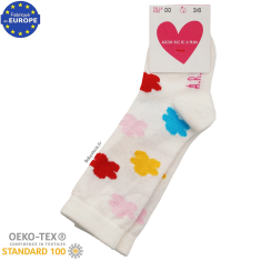 Chaussettes montantes pour b&eacute;b&eacute; fille en coton blanc Fleurs