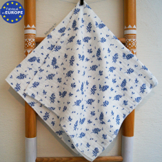 Lange b&eacute;b&eacute; gar&ccedil;on gaze 100% coton &eacute;cru imprim&eacute; feuilles bleues