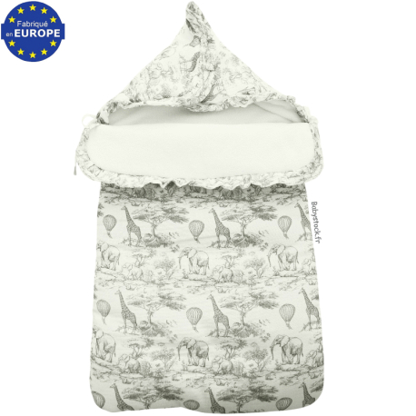 Nid d'ange si&egrave;ge-auto b&eacute;b&eacute; en gaze doubl&eacute; fourrure Savane gris