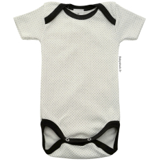 Body b&eacute;b&eacute; mixte manches courtes en coton cr&egrave;me &agrave; pois gris
