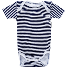 Body b&eacute;b&eacute; mixte manches courtes en coton blanc rayures marines