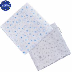 Lot 2 langes gar&ccedil;on coton blanc imprim&eacute; coeurs bleus / &eacute;toiles grises