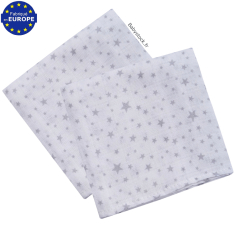 Lot 2 langes b&eacute;b&eacute; unisexe gaze coton blanc imprim&eacute; &eacute;toiles grises