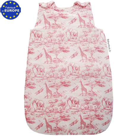 Gigoteuse b&eacute;b&eacute; fille 0-6 mois gaze imprim&eacute; Safari en Savane rose