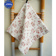 Lange b&eacute;b&eacute; fille en gaze 100% coton imprim&eacute; Fleurs rose th&eacute;