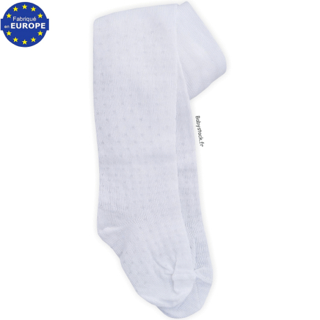 Collants b&eacute;b&eacute; blanc motif plumetis &agrave; pois 0-6 mois (56-68 cm)