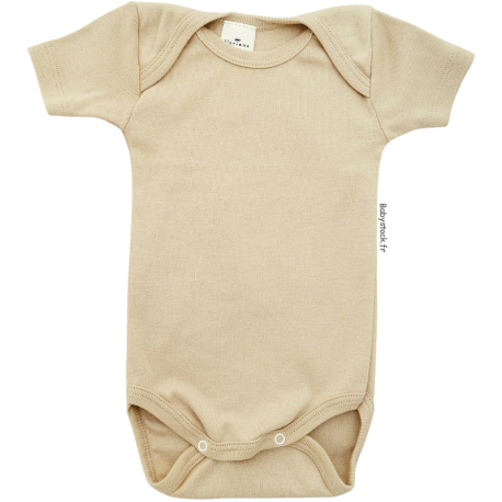 Body b&eacute;b&eacute; mixte unisexe en jersey coton beige manches courtes