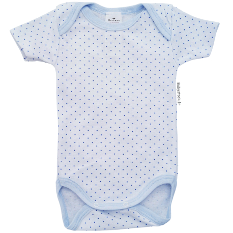Body b&eacute;b&eacute; gar&ccedil;on manches courtes en jersey coton &agrave; pois bleu ciel