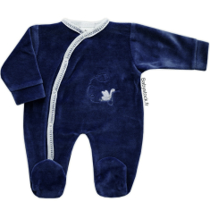 Pyjama b&eacute;b&eacute; pr&eacute;ma gar&ccedil;on 42cm en velours bleu marine Cigogne