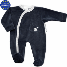 Pyjama b&eacute;b&eacute; pr&eacute;ma gar&ccedil;on 42cm en velours gris anthracite Cigogne