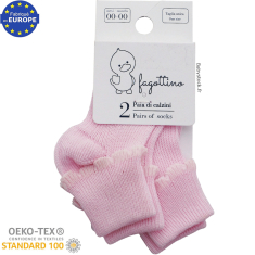 Lot 2 paires de chaussettes b&eacute;b&eacute; pr&eacute;ma fille en coton rose