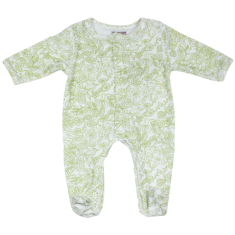 Pyjama b&eacute;b&eacute; pr&eacute;ma fille 46-47cm en velours blanc imprim&eacute; fleuri vert