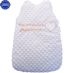 Gigoteuse b&eacute;b&eacute; fille pr&eacute;ma naissance fourrure blanche dor&eacute; 50cm