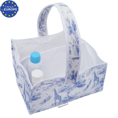 Panier b&eacute;b&eacute; gar&ccedil;on en gaze coton imprim&eacute; Safari en Savane bleu