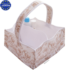 Panier b&eacute;b&eacute; en gaze coton imprim&eacute; Safari en Savane beige