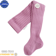 Collants b&eacute;b&eacute; fille en laine et acrylique bois de rose