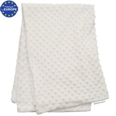 Couverture b&eacute;b&eacute; en minky &eacute;crue doubl&eacute;e fourrure peluche blanc