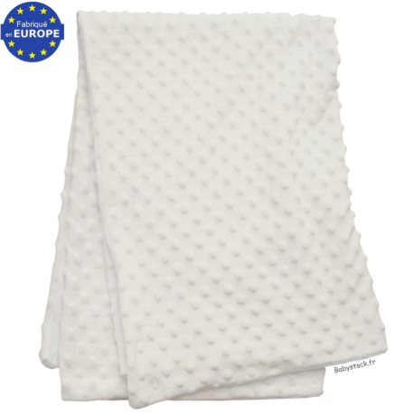 Couverture b&eacute;b&eacute; en minky &eacute;crue doubl&eacute;e fourrure peluche blanc