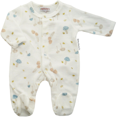 Pyjama b&eacute;b&eacute; pr&eacute;ma 46-47cm en velours &eacute;cru imprim&eacute; Champignons