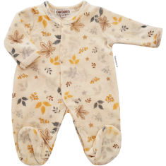 Pyjama b&eacute;b&eacute; pr&eacute;ma 46-47cm en velours cr&egrave;me imprim&eacute; Erable