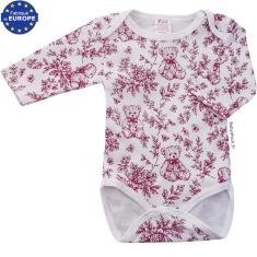 Body b&eacute;b&eacute; US en jersey coton blanc imprim&eacute; Ours rose violine