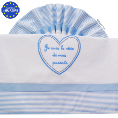 Parure linge de lit bébé 3 pièces Rêve de mes parents bleu