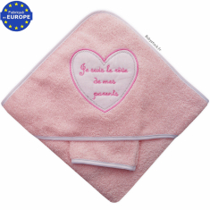 Cape de bain en éponge rose Je suis le rêve de mes parents