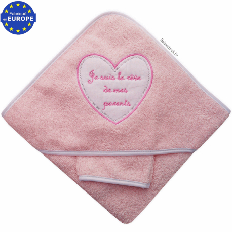 Cape de bain en éponge rose Je suis le rêve de mes parents