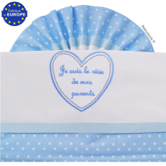 Parure berceau 3 pièces Rêve de mes parents bleu étoilé