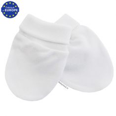Moufles bébé anti-griffures en coton blanc