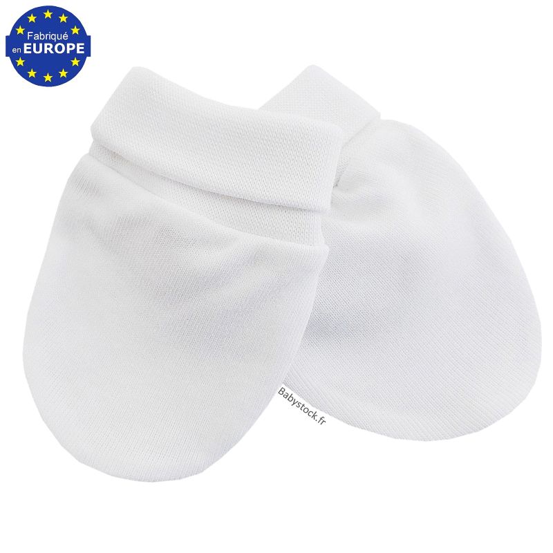 Paire de moufles bébé coton blanc TROIS KILOS SEPT, Vente en ligne de  Vêtements bébé