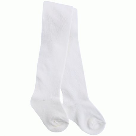 Collants bébé en coton majoritaire uni blanc