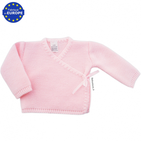 Brassière bébé fille en maille acrylique rose layette