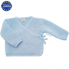 Brassière bébé garçon en maille acrylique bleu layette