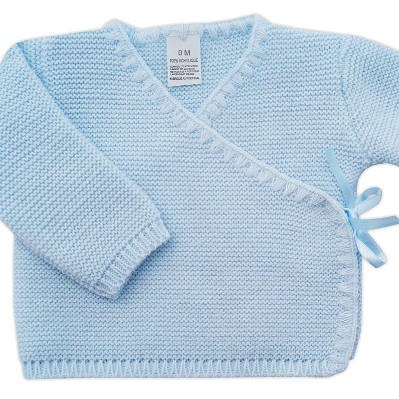 Brassière bébé naissance garçon en maille acrylique bleu layette