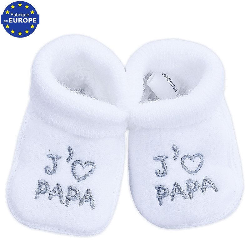 Chaussons Bébé En Maille Brodée Je Suis Le Rêve De Mes Parents