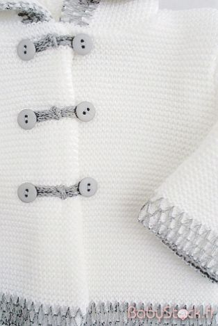 Gilet manteau bébé garçon tricot maille mousse bleu doublé blanc > Babystock