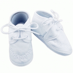 Chaussures de baptême garçon blanc à scratch > Babystock