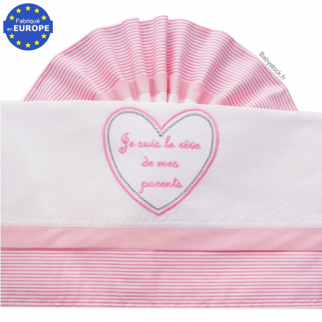 Parure Linge Lit Bebe Fille 60x1cm Brode Je Suis Le Reve De Mes Parents 3 Pieces Fabrique Portugal